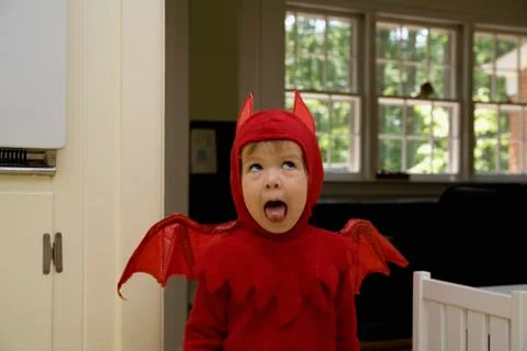 A child dressed as a devil Stock Photos