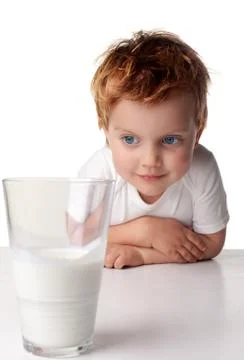 Child drinking milk Stock Photos