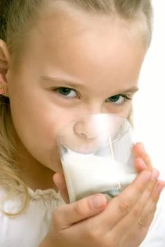 Child drinking milk Stock Photos