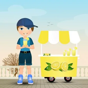 Child drinks lemonade Stock Illustration
