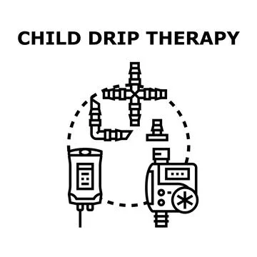 Child drip therapy procedure vector illustration concept Stock Illustration