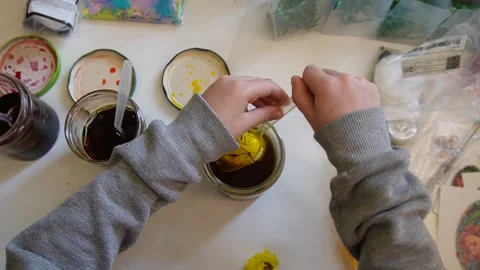 A child dying Easter egg top view Stock Footage 268644438
