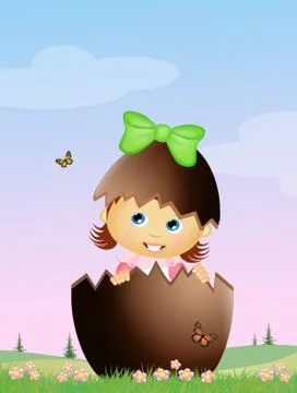 Child in the Easter chocolate egg Stock Illustration