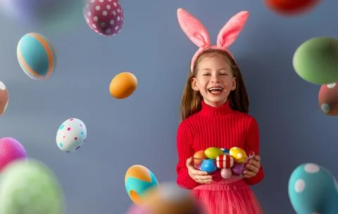 Child on Easter day Stock Photos