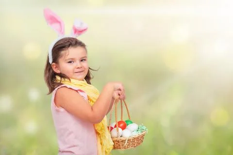 Child with easter eggs Stock Photos