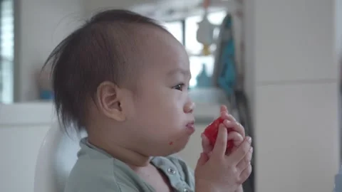 Child Eating Food with Expression Vidéo 344032188