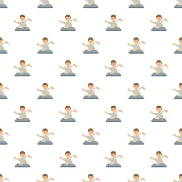 Child eating meal with spoon pattern seamless background Stock Illustration