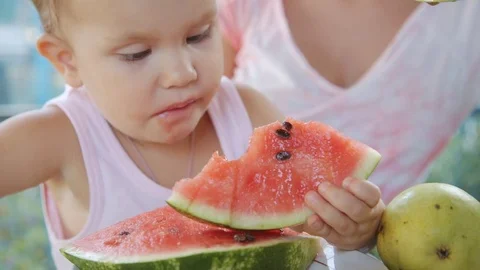Child eating watermelon Stock Footage 79423971