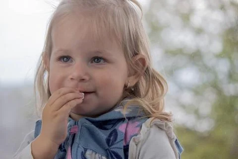 Child eats ascorbic vitamins. Cold flu prevention Selective focus Stock Photos