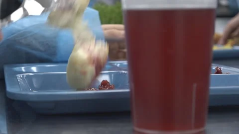 A child eats boiled potatoes Stock Footage 310885182