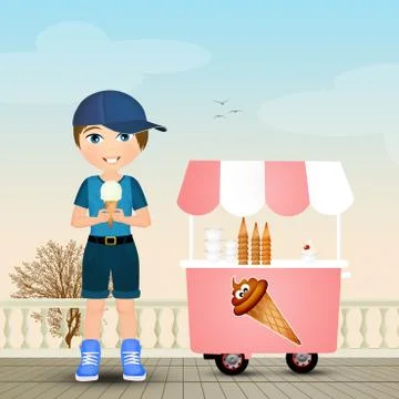 Child eats ice cream Stock Illustration