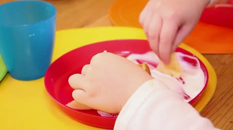 Child eats pancakes 2 Stock Footage 36041964