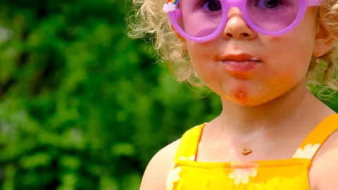 The child eats watermelon in Stock Video Pond5