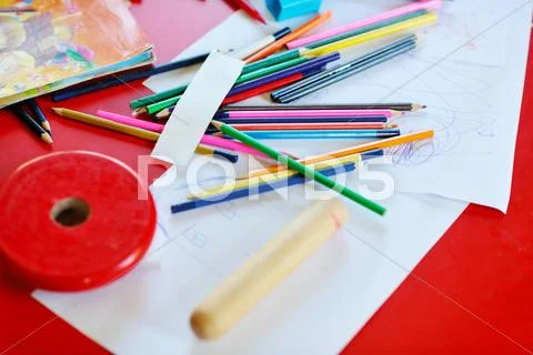 Child education colorful pencil background Stock Photos