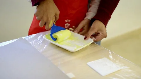 Child education in primary school at art class Stock Footage 124366155