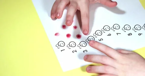 Child education.Child learns to count. Slow motion Stock Footage 148210785