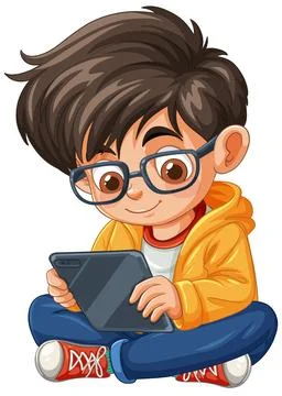 Child Engaged with Tablet Illustrazione stock