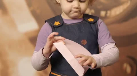 A child with an envelope1 Stock Footage 9769427