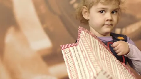 A child with an envelope2 Stock Footage 9765613