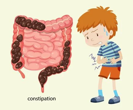 Child Experiencing Constipation with Digestive System Illustration Stock Illustration