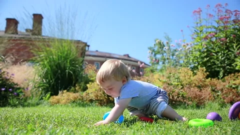 The child explores the place Stock Footage 137023828