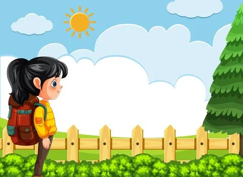 Child Exploring a Sunny Forest Path Illustrazione stock