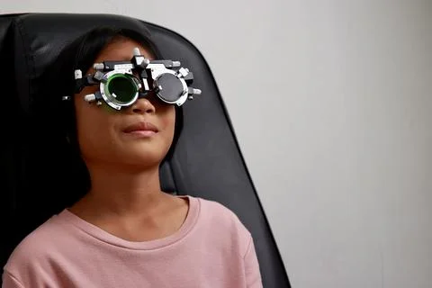 Child eye check Stock Photos