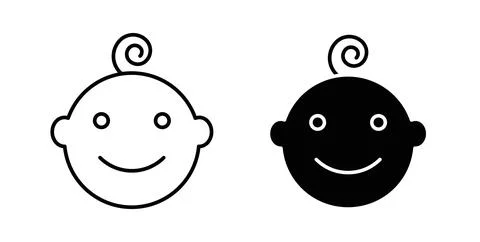 Child face icon. Style is flat and line symbol Stock Illustration