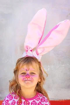 Child facepaint easter bunny Stock Photos