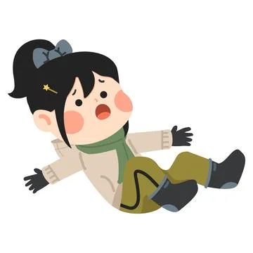 Child Falling Down Wearing Winter Clothes Stock Illustration