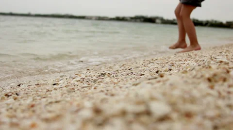 Child Feet at Shell Beach Stock Footage 37906463