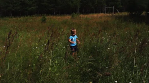 Child in the field Stock Footage 54660851