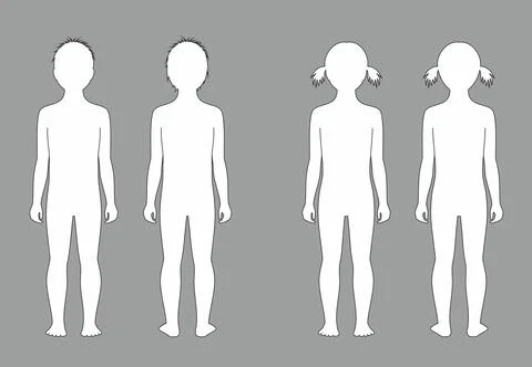 Child figure. Front and back. Stock Illustration