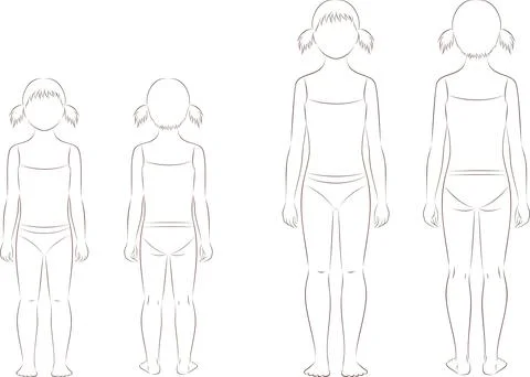 Child figure. Front and back. Illustrazione stock