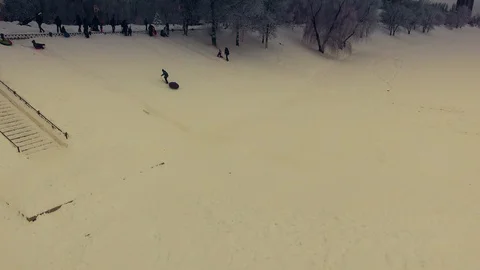 The child flies from the hill Stock Footage 102268264