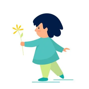 A child with a flower Illustrazione stock