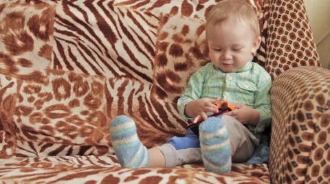 Child focused on screen tablet. Stock Footage 61466717