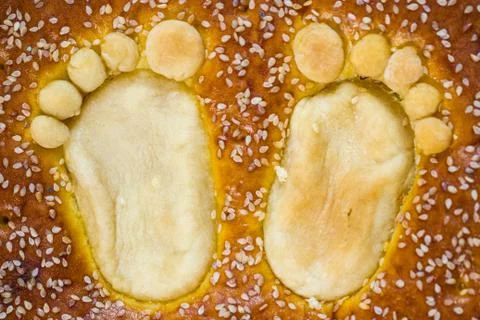 Child footprints on bap Stock Photos