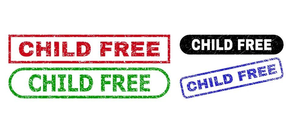 CHILD FREE Rectangle Watermarks Using Distress Texture Stock Illustration