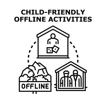 Child friendly offline activities during leisure time Stock Illustration