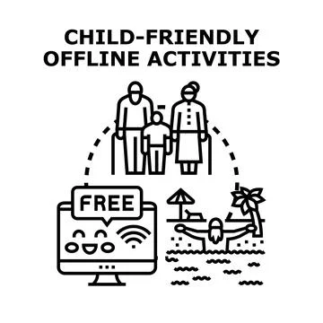 Child friendly offline activities offering family leisure Stock Illustration