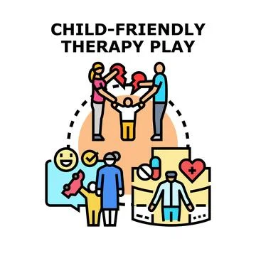 Child friendly therapy play concept vector drawing Stock Illustration