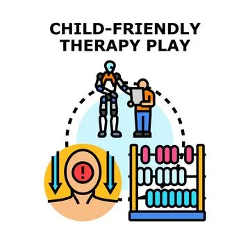 Child friendly therapy play concept using engaging methods Stock Illustration