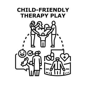 Child friendly therapy play concept vector drawing Stock Illustration