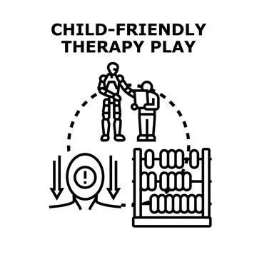 Child friendly therapy play concept using engaging methods Stock Illustration