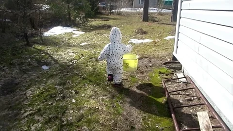 Child in the garden. Stock Footage 106752462