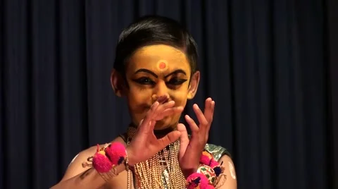 Child getting ready for Kathakali dances theatrical and expression Stock Footage 52158589