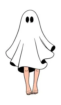 A child in a ghost costume 库存插图
