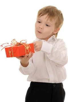 Child with gift Stock Photos