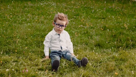 Child in glasses Stock Footage 93342859